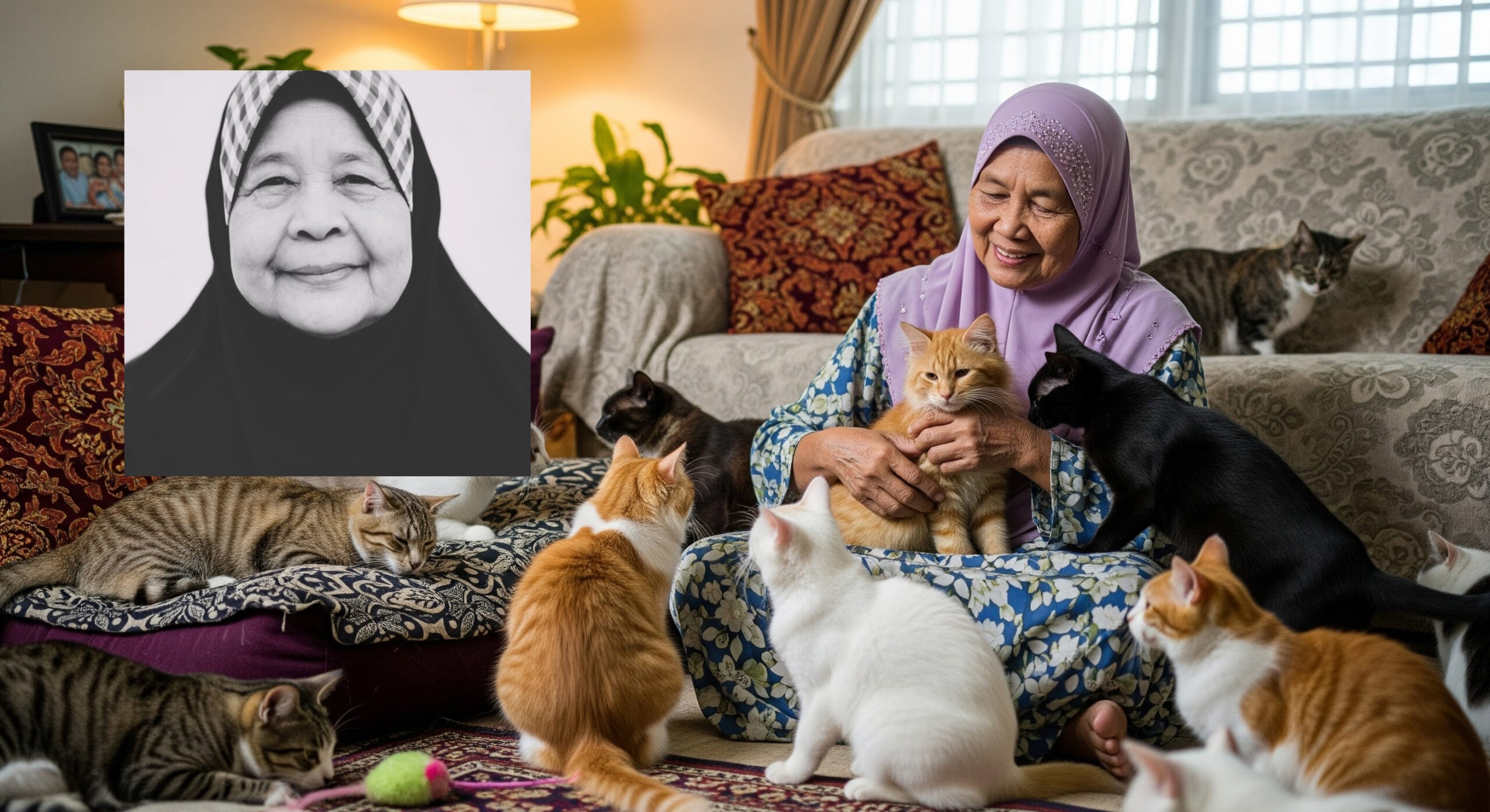70 Kucing & 5 Anjing Jadi Saksi Kasih Sayang, Pemergian Warga Emas Ini Ingatkan Kita Tentang Ihsan Dalam Islam
