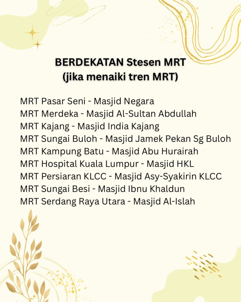 masjid berdekatan lrt