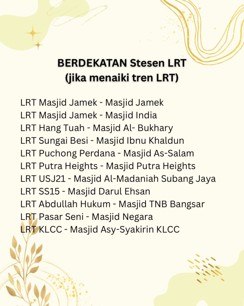 masjid berdekatan lrt