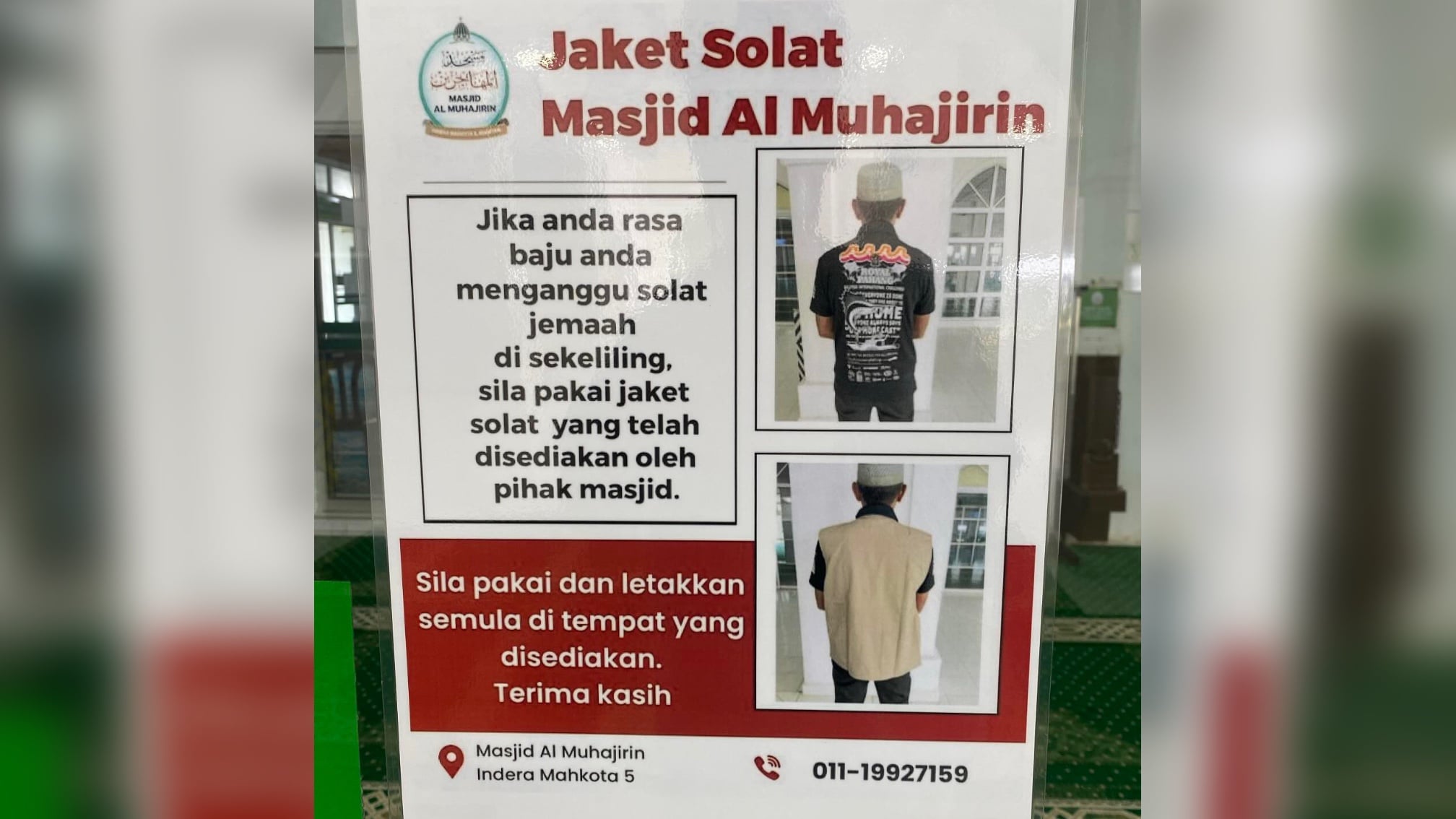 Masjid Al Muhajirin Sedia Jaket Solat Untuk Jemaah Tarawih, Elak Tulisan Pada Baju Ganggu Jemaah Sekeliling
