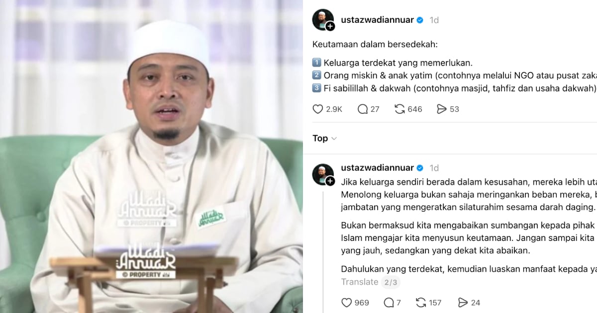 Dahulukan Keluarga Sebelum Orang Luar, Ustaz Wadi Annuar Perinci Keutamaan Bersedekah Yang Sebenar