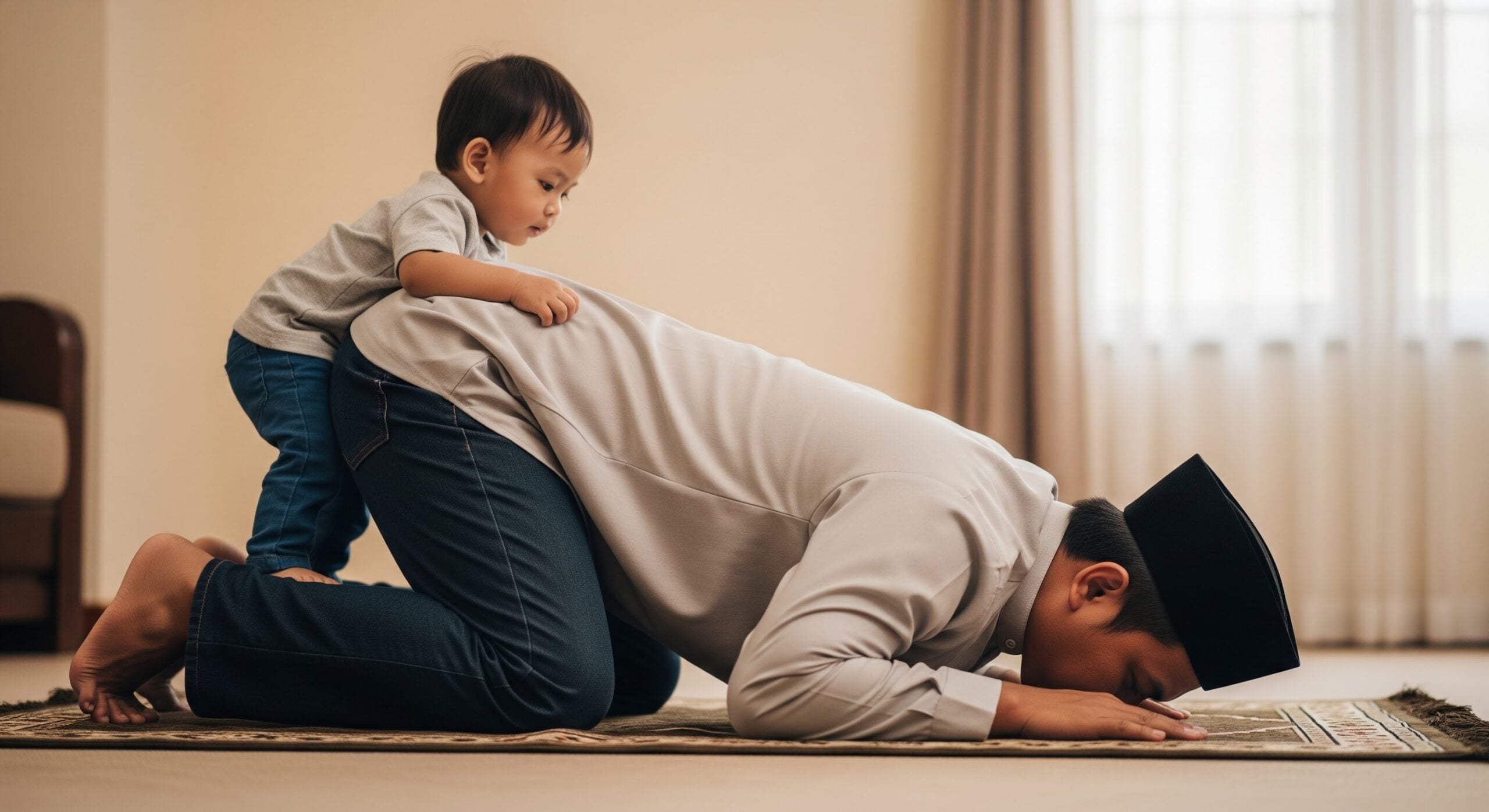 Anak Naik Atas Belakang Ketika Sujud? Jangan Batalkan Solat, Ikut Cara Nabi SAW Santuni Kanak-Kanak