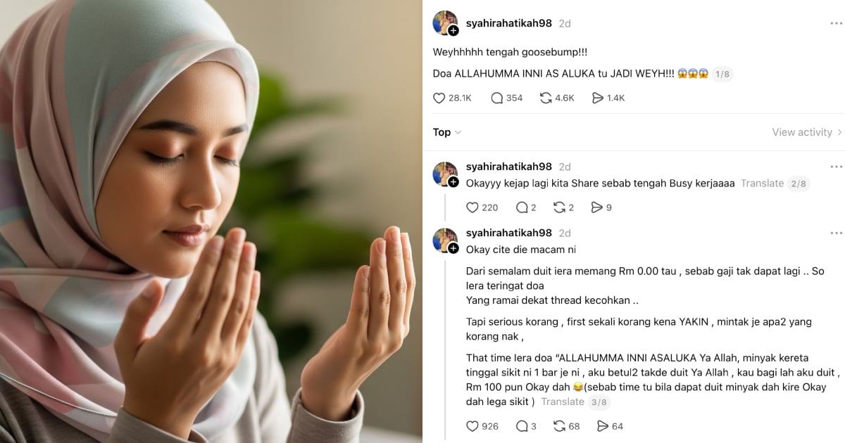Amalkan Doa Pembuka Rezeki, Wanita Ini Kongsi Keajaiban-“Tiba-Tiba Dapat Duit Raya RM100 Saat Poket Kosong”