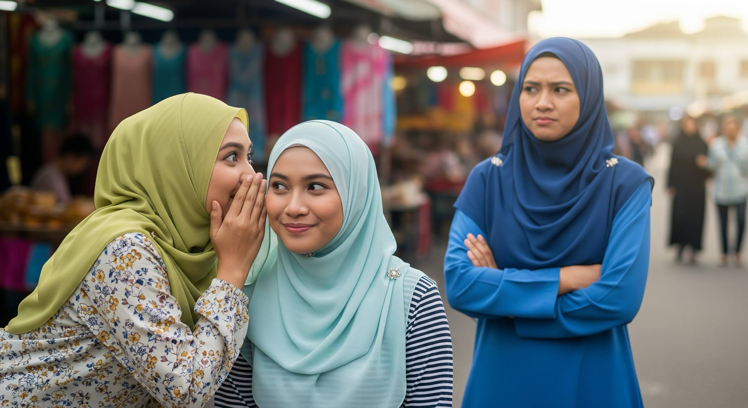 Hukum Berbisik Bila Ada Orang Ketiga Adalah Haram, Elak Syak Wasangka & Sakit Hati