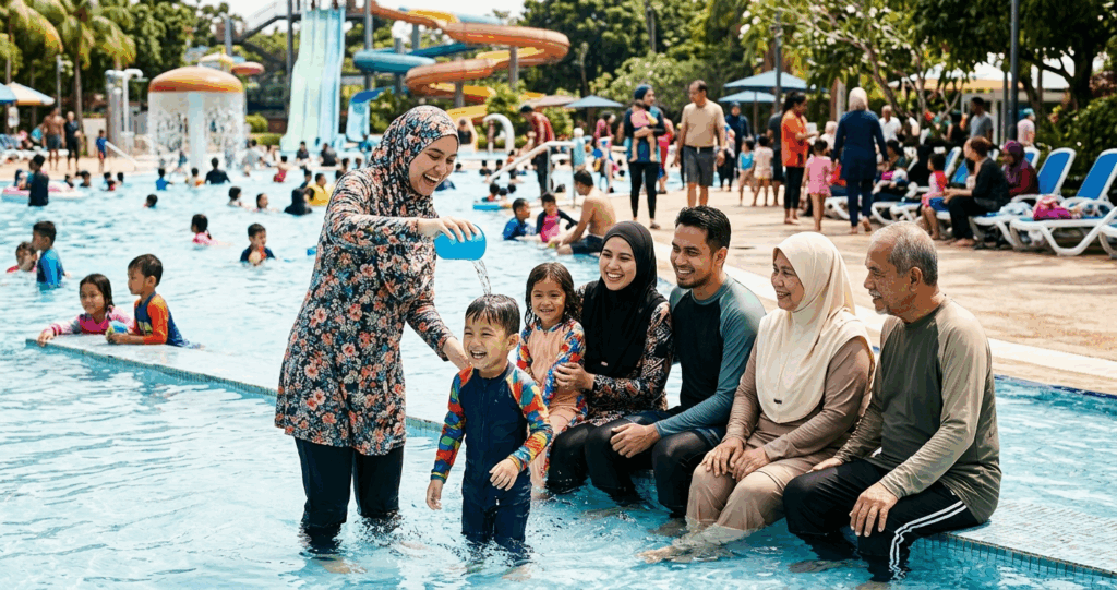 perempuan mandi kolam