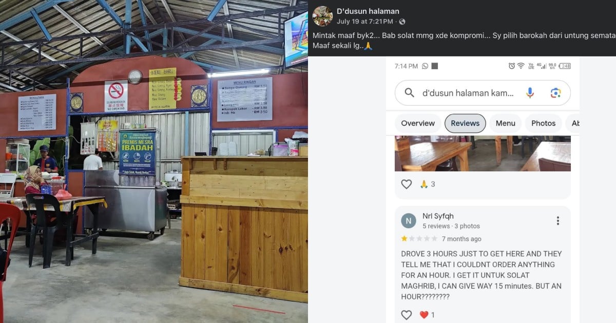 Pelanggan Kecewa Tak Boleh ‘Order’, Pemilik Kedai Makan Utamakan Solat Maghrib Berbanding Untung Semata-Mata