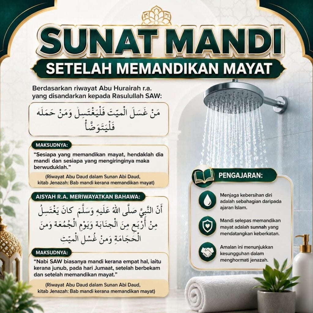 mandi selepas memandikan mayat