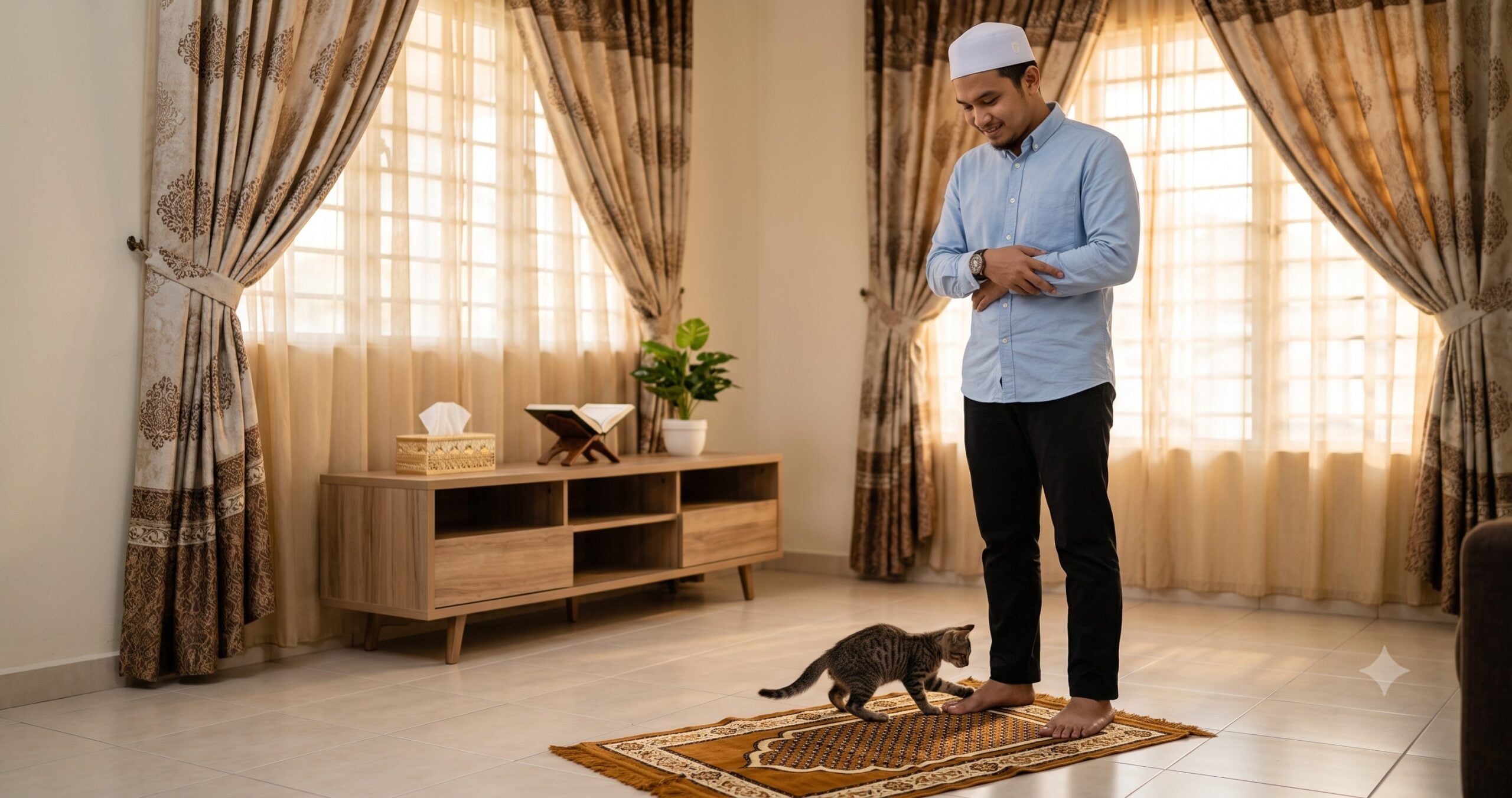 Adakah Sah Solat Jika Ada Kucing Bermain-Main Di Kaki? Ini Jawapan Mufti