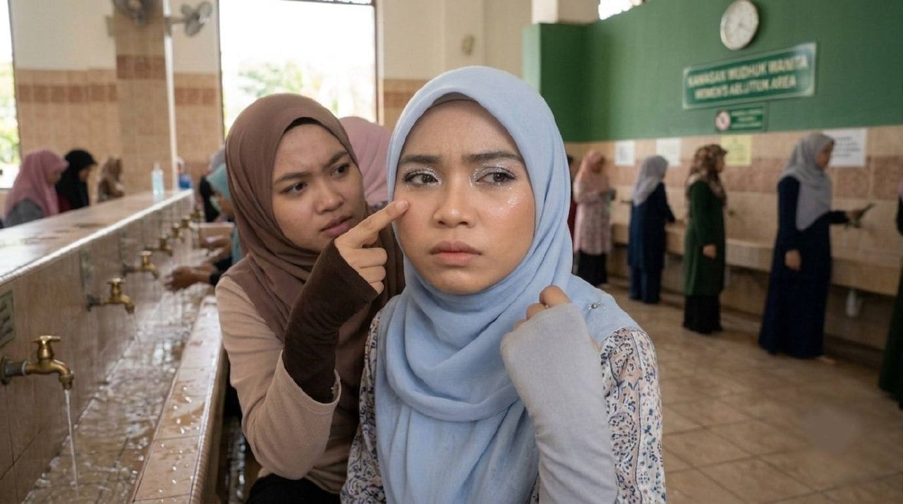 Adakah Sah Wuduk Jika Masih Ada Kesan ‘Glitter’ Daripada Solekan? Ini Penjelasan Hukum Yang Semua Wanita Perlu Tahu