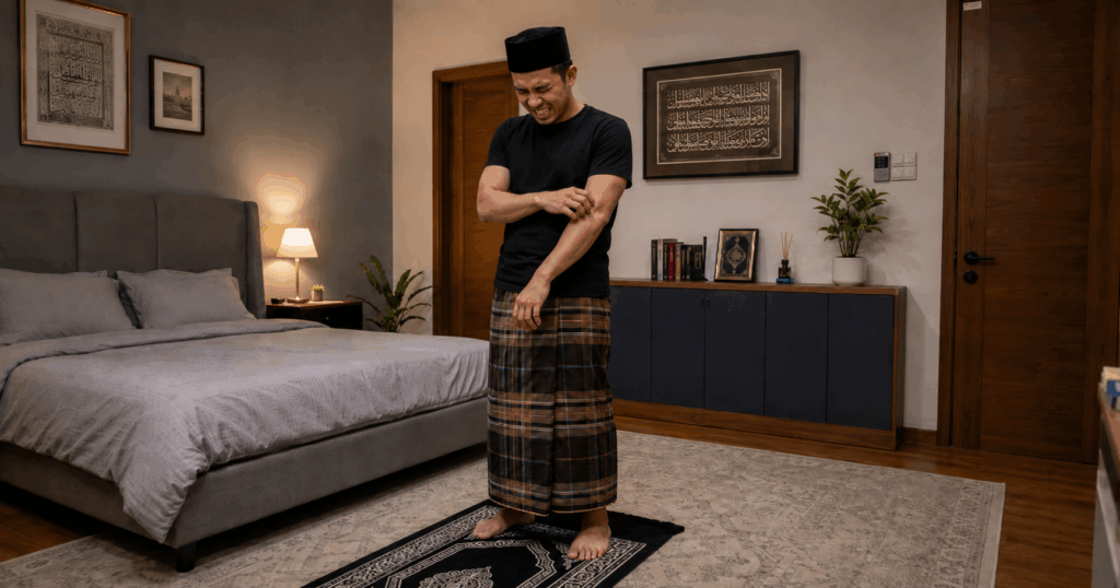 menggaru badan ketika solat