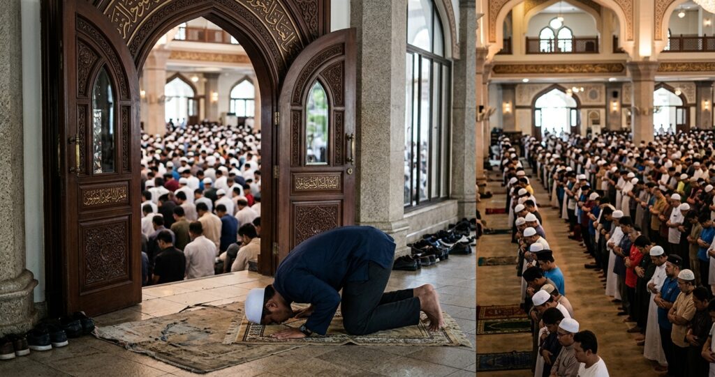 solat depan pintu