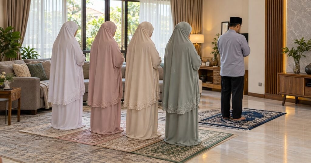 Suami Berpoligami Boleh Ke Solat Berjemaah Dengan Semua Isteri Serentak? Ini Hukum & Kedudukan Saf Yang Betul