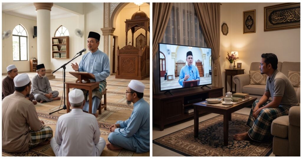 Dengar Ceramah Di TV Atau Hadir Majlis Ilmu Di Masjid, Mana Lebih Afdhal? Ini Kelebihan Yang Umat Islam Perlu Tahu