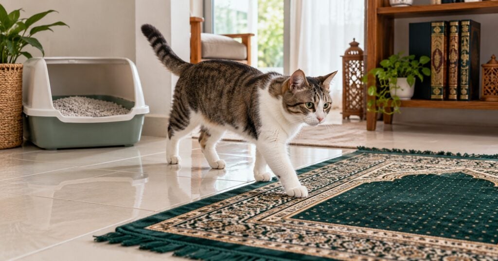 Kucing Lepas Membuang Najis Terus Berjalan Satu Rumah, Adakah Lantai & Sejadah Jadi Najis? Ustazah Asma’ Jelaskan
