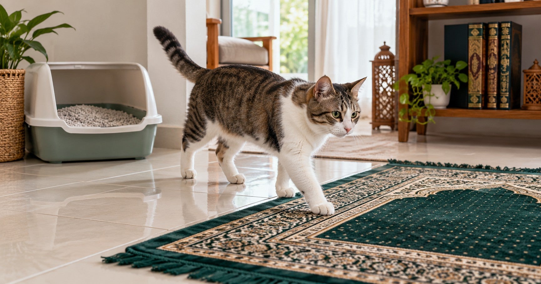 Kucing Lepas Membuang Najis Terus Berjalan Satu Rumah, Adakah Lantai & Sejadah Jadi Najis? Ustazah Asma’ Jelaskan